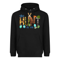 Black The hunt is on with eggs Easter Day Heavyweight Hoodie - HowdyJamesFarm