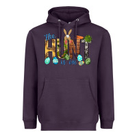Plum The hunt is on with eggs Easter Day Heavyweight Hoodie - HowdyJamesFarm
