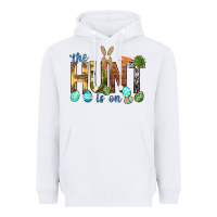 White The hunt is on with eggs Easter Day Heavyweight Hoodie - HowdyJamesFarm