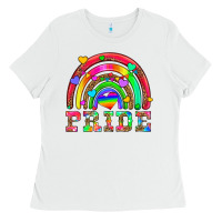 White lgbtq pride and rainbow Ladies Tee - HRA Design Shop