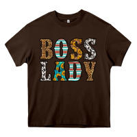 Chocolate Brown western boss lady Heavy Core Tee - HRA Design Shop