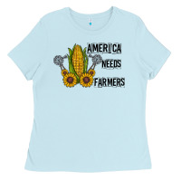 Baby Blue america needs farmers Ladies Tee - CowhideDigitalArt