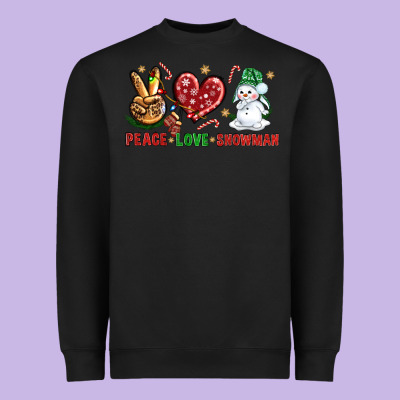Peace Love Snowman Heavyweight Sweatshirt Designed By Nancycooperartshop
