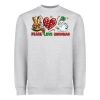 Heather Grey peace love snowman Heavyweight Sweatshirt - NancyCooperArtShop