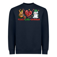 Navy peace love snowman Heavyweight Sweatshirt - NancyCooperArtShop