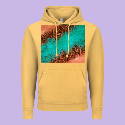 Leather Turquoise Glitter Tumbler Vintage Hoodie Designed By Jasminsmagicworld