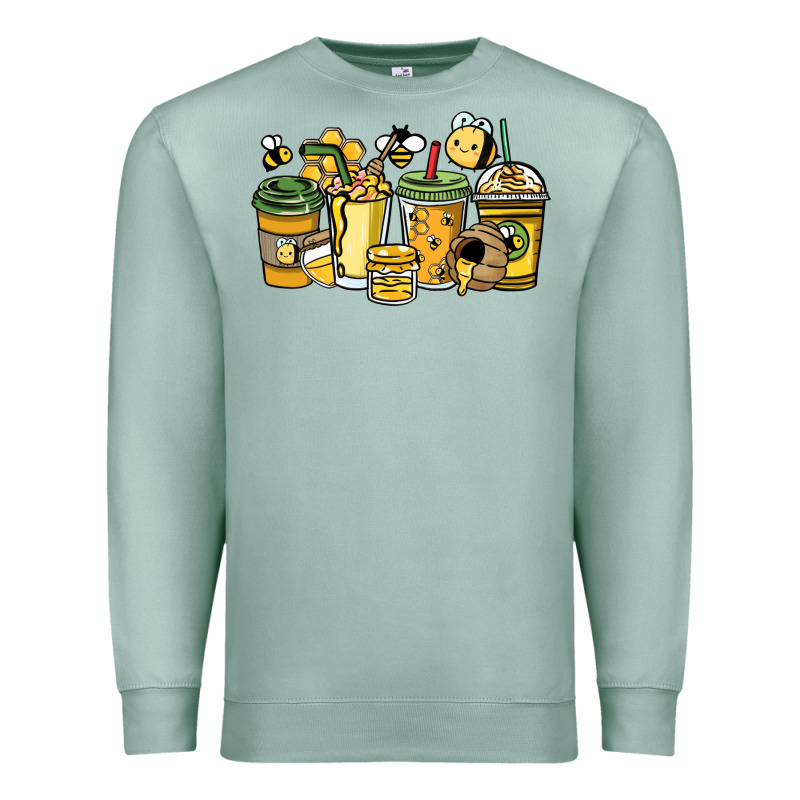 Honey Bee Coffee Cups Premium Sweatshirt by HowdyJamesFarm | Teevron