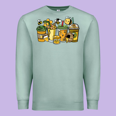 Honey Bee Coffee Cups Premium Sweatshirt Designed By Howdyjamesfarm