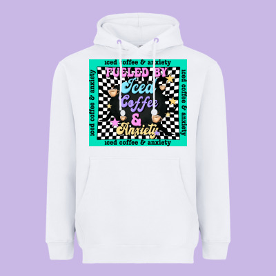 Fueled By ıced Coffee And Anxiety Heavyweight Hoodie Designed By Tumblerdesignbyshophia
