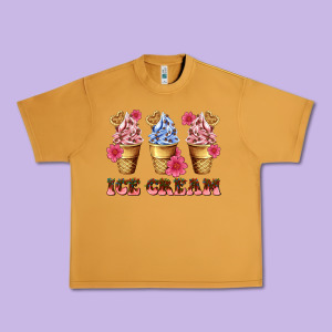 Floral Ice Cream Urban Heavy Tee Designed By Adodesignshop