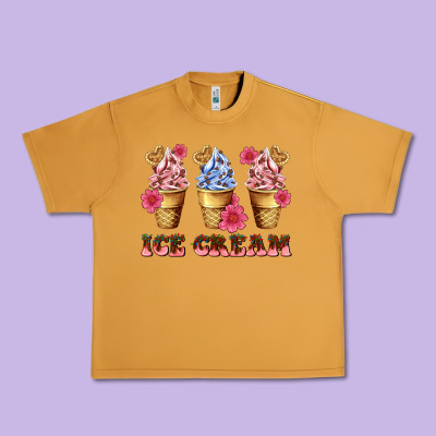 Floral Ice Cream Urban Heavy Tee Designed By Adodesignshop