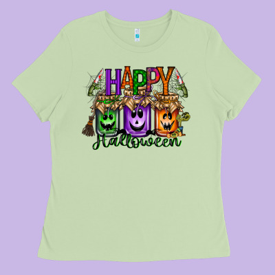 Happy Halloween Jar Ladies Tee Designed By Racoondesign