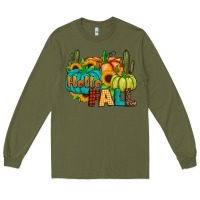 Army Green hello fall Long Sleeve Tee - JahusDesignShop