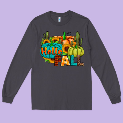 Hello Fall Long Sleeve Tee Designed By Jahusdesignshop