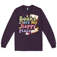 Plum books are my happy place Long Sleeve Tee - MaliasSmallBusiness