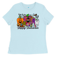 Baby Blue happy halloween tooth Ladies Tee - RacoonDesign