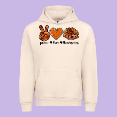 Peace Love Thanksgiving Bbs Urban Hoodie Designed By Bundleandbundleshop