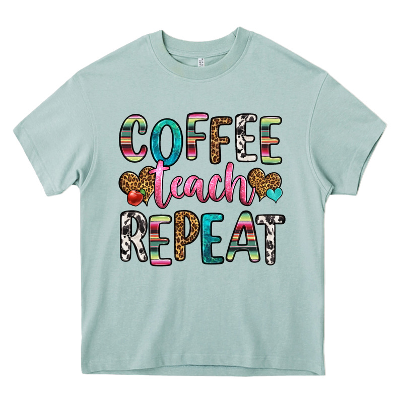 Coffee Teach Repeat Heavy Core Tee by HRA Design Shop | Teevron