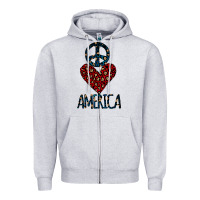Heather Grey Peace Love America Zipper Hoodie - Bettercallsaul
