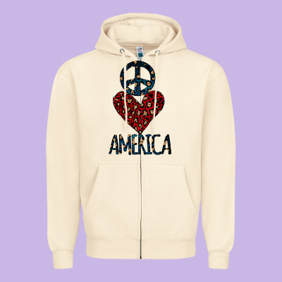 Peace Love America Zipper Hoodie Designed By Bettercallsaul
