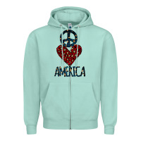 Seafoam Peace Love America Zipper Hoodie - Bettercallsaul