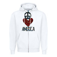White Peace Love America Zipper Hoodie - Bettercallsaul