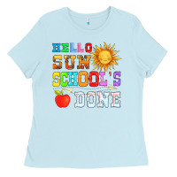 Baby Blue hello sun schools done Ladies Tee - HRA Design Shop
