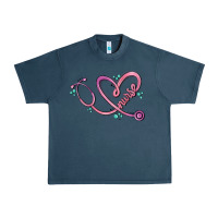 Midnight Navy nurse heart Urban Heavy Tee - MaliasSmallBusiness