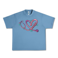 Pebble Blue nurse heart Urban Heavy Tee - MaliasSmallBusiness