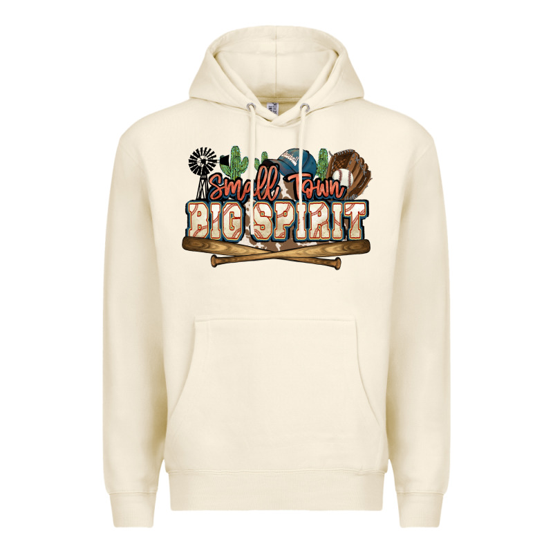 Small Town Big Spirit Baseball Premium Hoodie by HowdyJamesFarm | Teevron