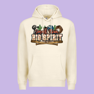 Small Town Big Spirit Baseball Premium Hoodie Designed By Howdyjamesfarm