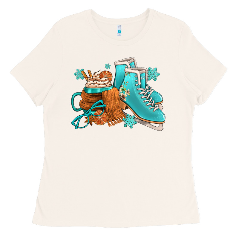 Winter Ice Skating Boots And Coffee Ladies Tee by FaDigitalArtStudio | Teevron