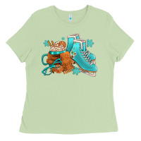 Matcha Winter Ice Skating Boots And Coffee Ladies Tee - FaDigitalArtStudio