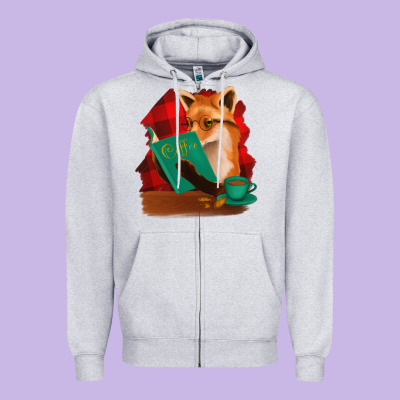 Fox With Coffee Zipper Hoodie Designed By Bettercallsaul