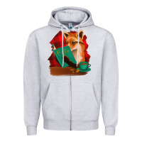 Heather Grey Fox with Coffee Zipper Hoodie - Bettercallsaul