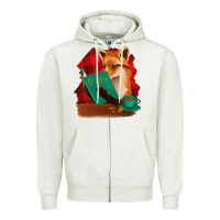 Oatmeal Heather Fox with Coffee Zipper Hoodie - Bettercallsaul
