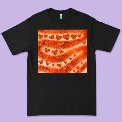 Orange Glitter Heart Premium Tee Designed By Jahusdesignshop