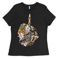 Black sensitive savage skeleton middle finger Ladies Tee - FaDigitalArtStudio