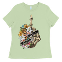 Sensitive Savage Skeleton Middle Finger Ladies Tee | Teevron