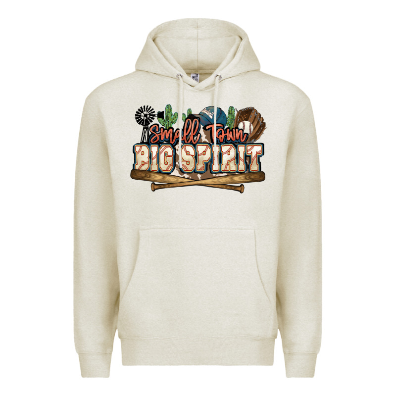 Small Town Big Spirit Baseball Premium Hoodie by HowdyJamesFarm | Teevron