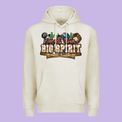 Small Town Big Spirit Baseball Premium Hoodie Designed By Howdyjamesfarm