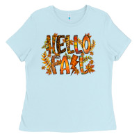 Baby Blue hello fall Ladies Tee - RacoonDesign