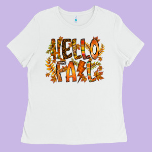 Hello Fall Ladies Tee Designed By Racoondesign
