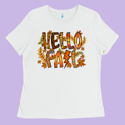 Hello Fall Ladies Tee Designed By Racoondesign