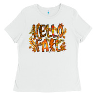 White hello fall Ladies Tee - RacoonDesign