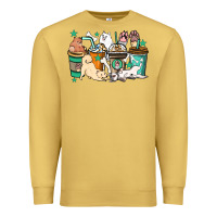 Antique Gold Dog coffee cups Premium Sweatshirt - HowdyJamesFarm