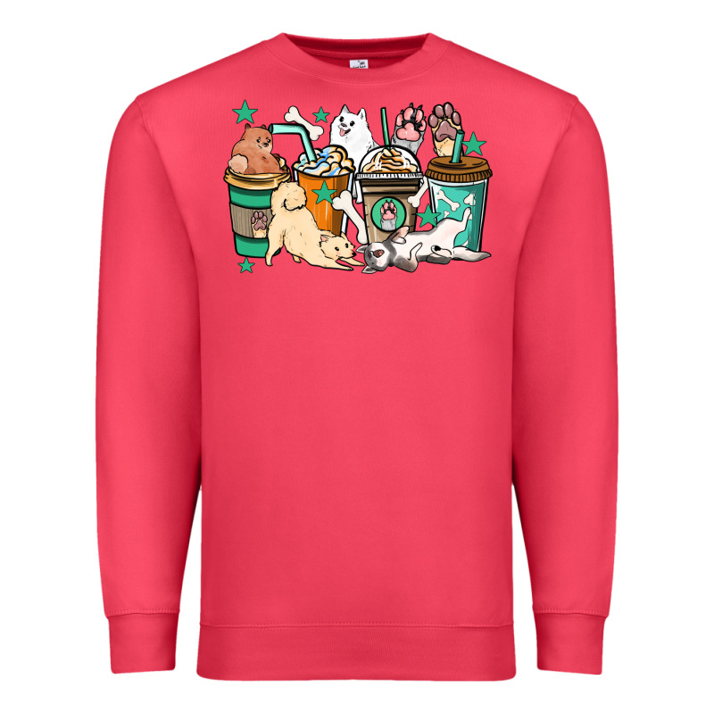 Dog Coffee Cups Premium Sweatshirt by HowdyJamesFarm | Teevron