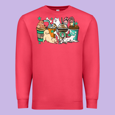 Dog Coffee Cups Premium Sweatshirt Designed By Howdyjamesfarm