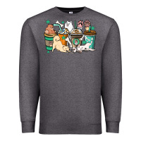 Charcoal Heather Dog coffee cups Premium Sweatshirt - HowdyJamesFarm