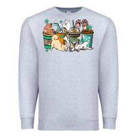 Heather Grey Dog coffee cups Premium Sweatshirt - HowdyJamesFarm